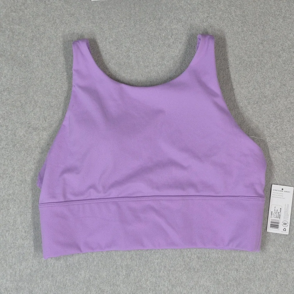 Jockey Women Sports Bra XL Purple High Neck Wireless Jersey Wide Strap NWT